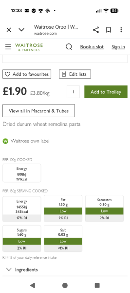 Help! Pasta calories