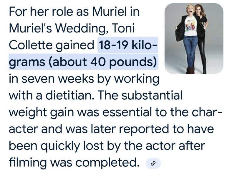 Muriel’s Wedding- Toni Collette not fat
