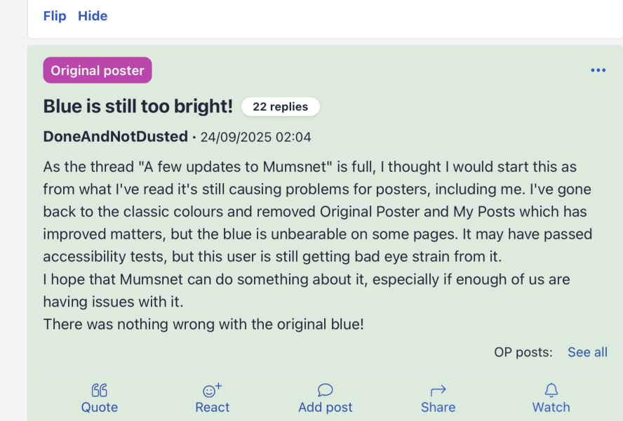 Blue is still too bright!