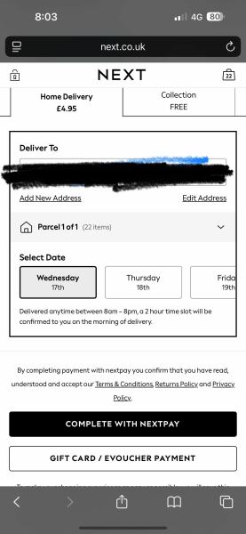 How tf do you pay on next just using your card ?