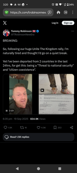 Tommy Robinson deported for being a threat to national security