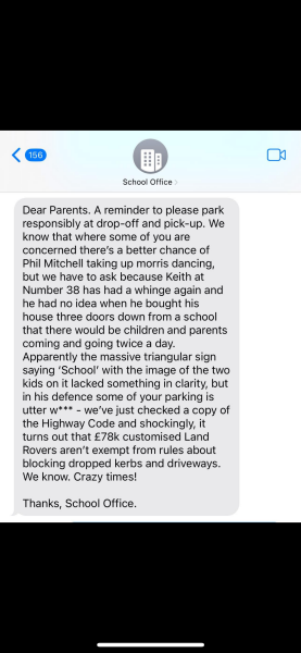 School drop off C U next Tuesdays