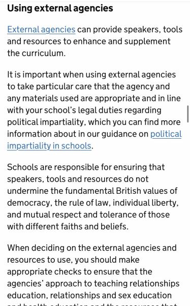 Please help: going into school (secondary) to talk about PSHE provision, given Just Like Us are coming in to give a talk on LGBTQ+ relationships