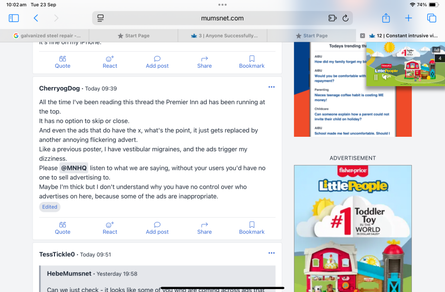 Constant intrusive videos