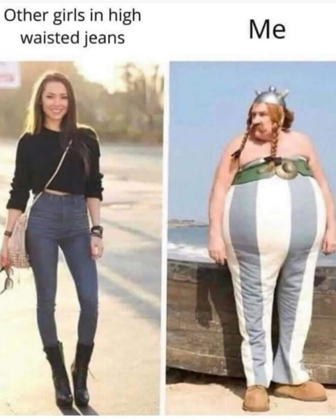 What’s with the high waist jeans everywhere?