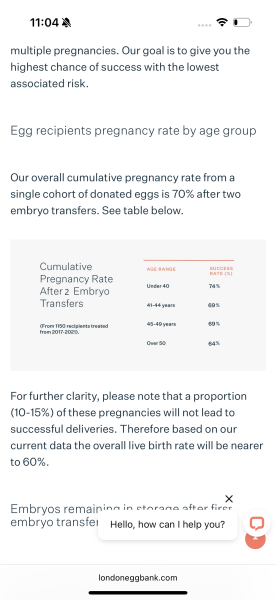 To ask opinions on IVF at 53