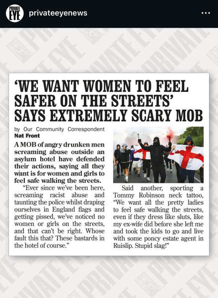 To think the men women need protecting from aren’t asylum seekers but the ones shouting outside the hotels?