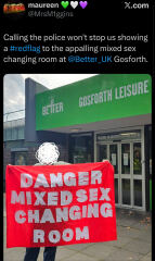 Leisure centre call police on one woman with a hand sewn #redflag banner