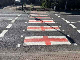 If one was to ‘find’ some spray paint how might one amusingly deface a St George’s Cross (hypothetically ofc)