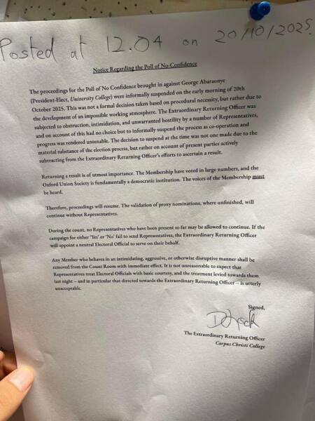 Oxford Union alumni will descend on city to try to oust president-elect