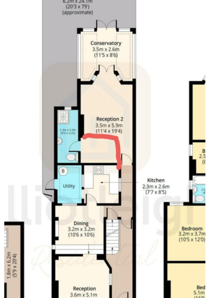 Turn beautiful second reception room into mediocre kitchen / diner?