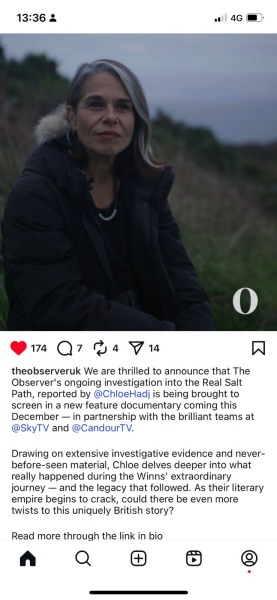 Thread 18: To feel disappointed after reading this in The Observer about the author and her husband from The Salt Path book and film?