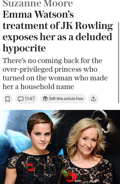EW treatment of JKR exposes her as a deluded hypocrite.