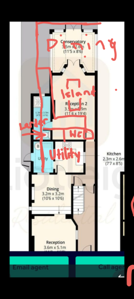 Turn beautiful second reception room into mediocre kitchen / diner?