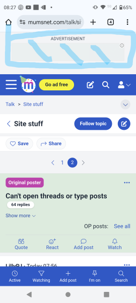 Can't open threads or type posts