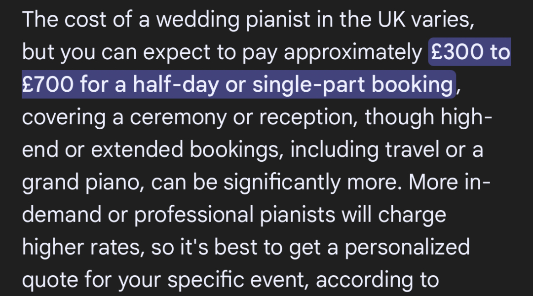 AIBU to think this "wedding pianist" is unbelievably rude?