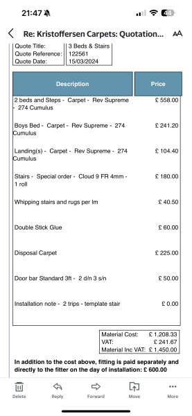 Not paying painter due to carpet stains?