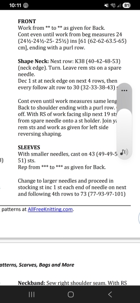 A knitting pattern question