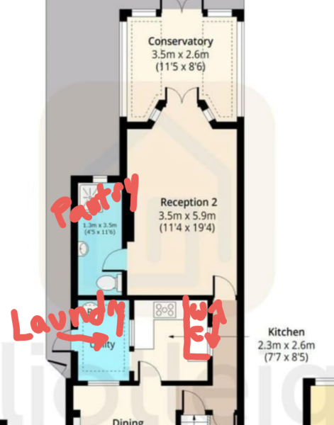 Turn beautiful second reception room into mediocre kitchen / diner?