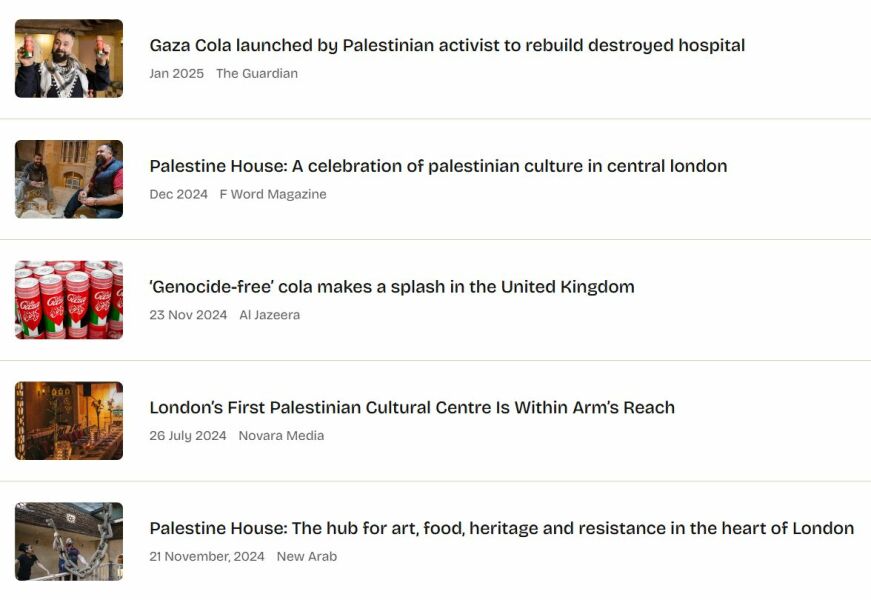 Visiting Palestine House/eating in Palestinian restaurant?
