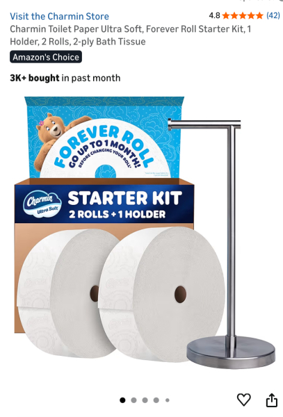 To be annoyed that DS has "gifted us" over 1000 toilet rolls