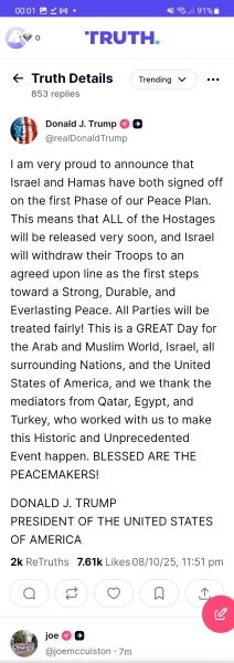 Trump Announces initital Agreement ❤️🤞