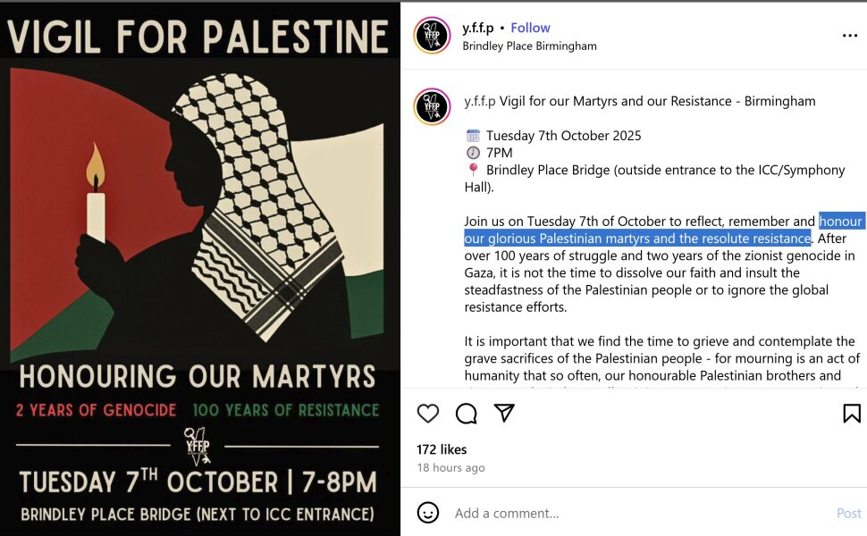 To think any "pro-Palestinian" marches today should be stopped?