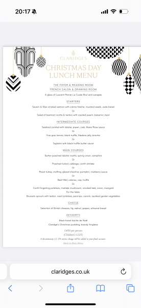 Christmas lunch in London