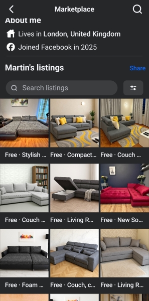 Facebook Scammers - why is it always sofas??