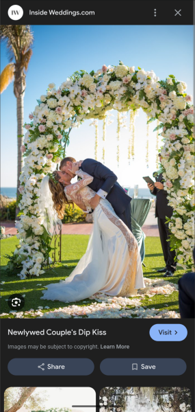 Dip kiss at weddings