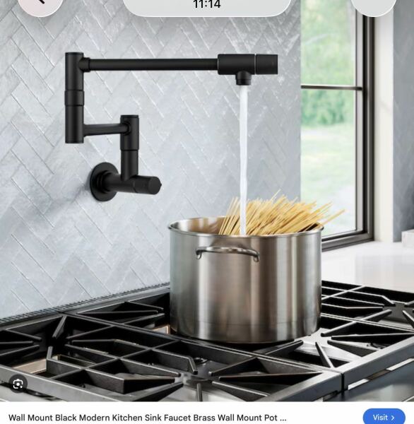 Pot fillers behind stove