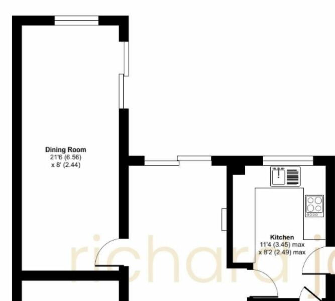 Would an island fit in a kitchen diner 28ft long by 11.4ft wide?