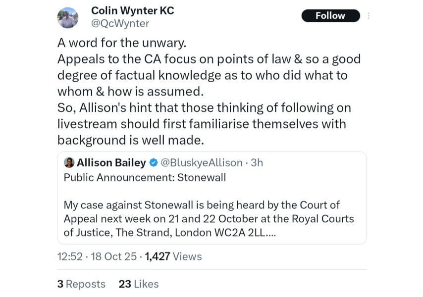 Allison Bailey v Stonewall