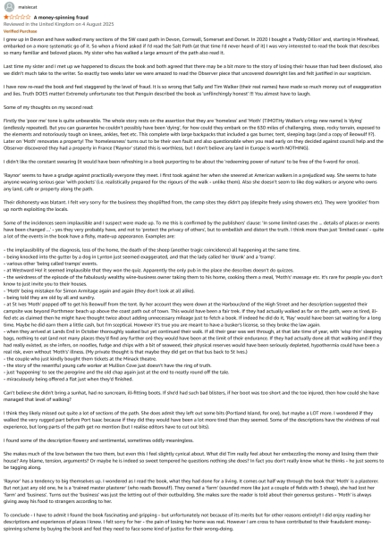 Thread 18: To feel disappointed after reading this in The Observer about the author and her husband from The Salt Path book and film?
