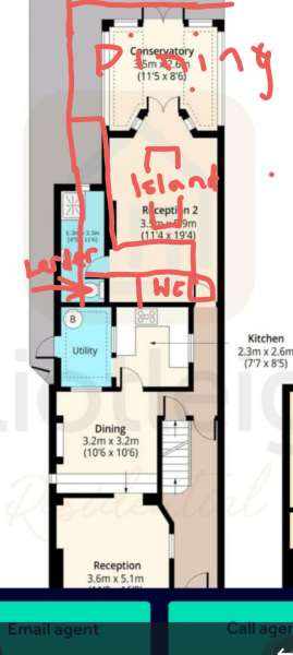 Turn beautiful second reception room into mediocre kitchen / diner?