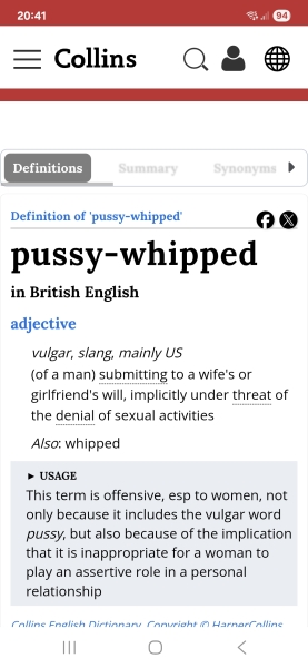 Boyfriend has described himself as “pussy whipped”