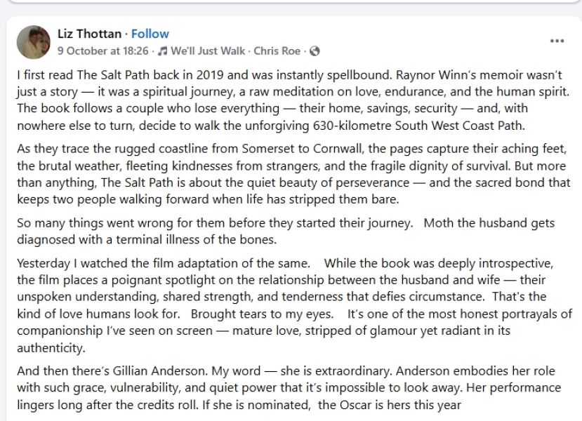 Thread 18: To feel disappointed after reading this in The Observer about the author and her husband from The Salt Path book and film?