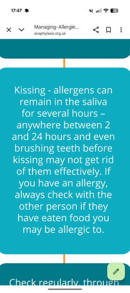 Asking partner not to eat food I’m severely allergic to ?