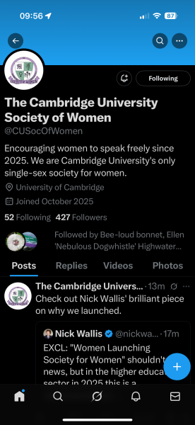 New female single sex student society launched at Cambridge university