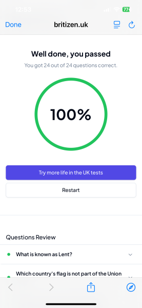I failed my life in Britain mock test