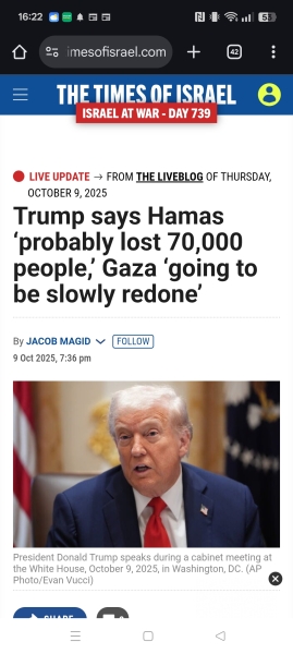 Trump - ‘Hamas lost 58,000 people’