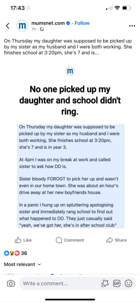 Noone picked up my daughter and school didn't ring.