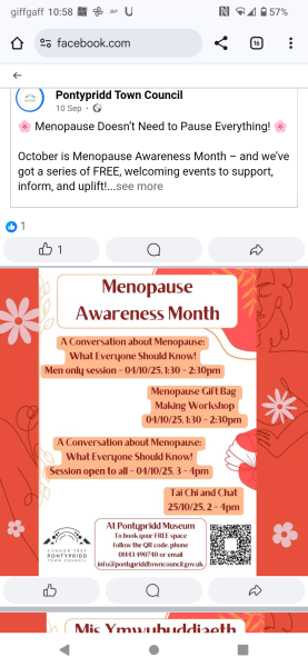 Pontypridd museum menopause sessions