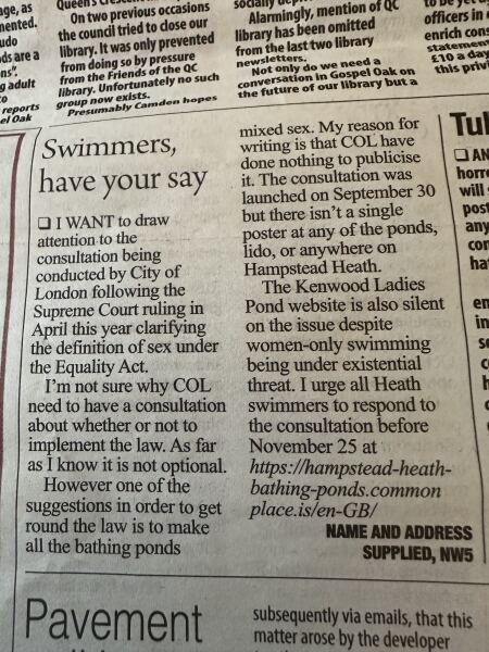 Consultation on future access to the Hampstead Heath Bathing Ponds - Closes 25 November 2025