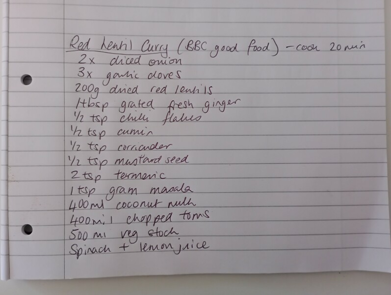 Red lentil Dahl recipe on the BBC website