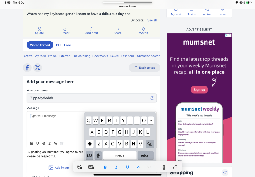 Keyboard gone, minuscule replacement