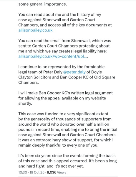 Allison Bailey v Stonewall