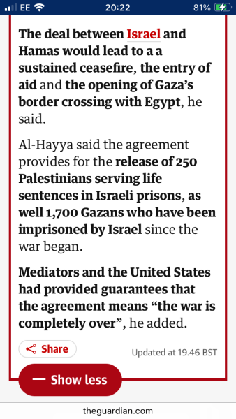 Hamas says ready to release all Israeli captives