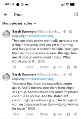 Sarah Summers wins Single Sex provision for r*pe support in Brighton & Hove