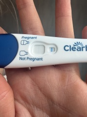 Positive clear blue negative pink dye?
